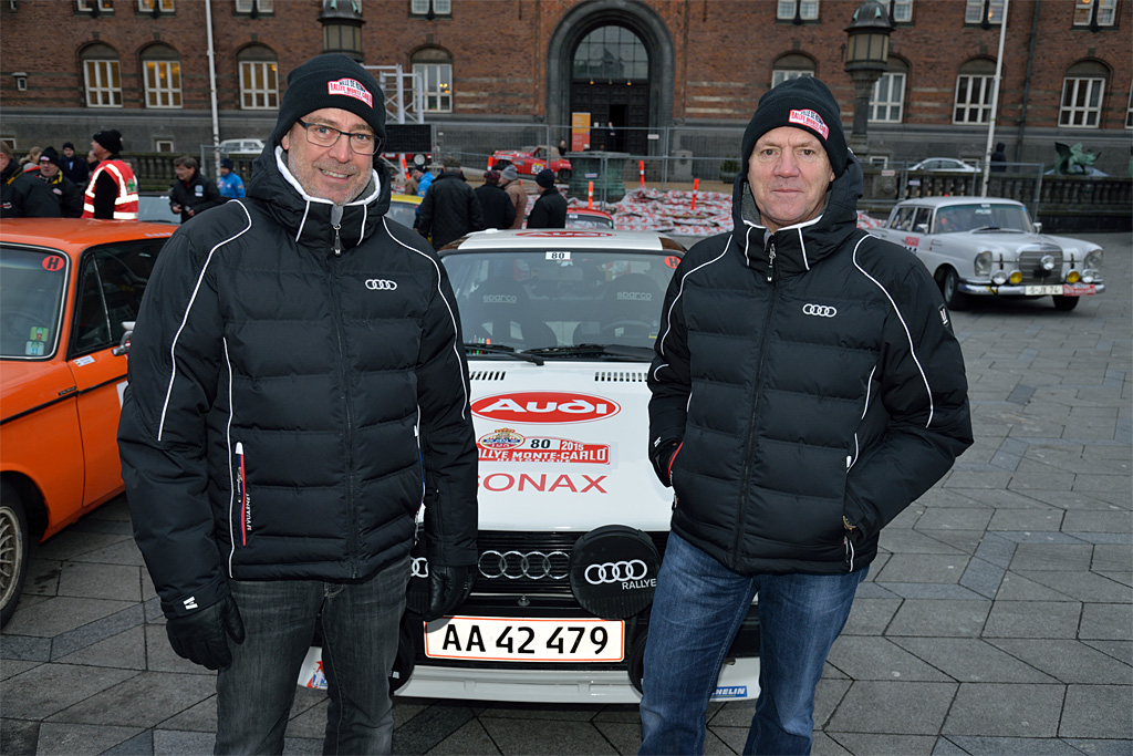 En kold dag på Rådhuspladsen: Toni Hansen og Per Brodersen går efter en top 10 placering med deres Audi 80.
(Foto: Michael Eisenberg)